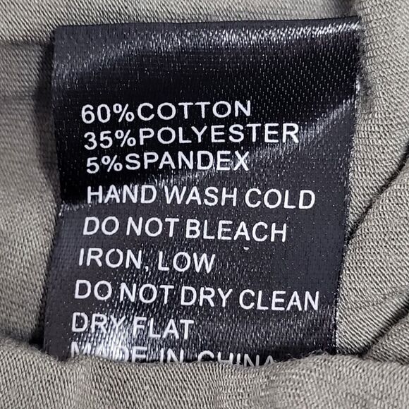 NEW POL Small Olive Tunic Top Cotton Blend Crochet Lace Eyelet Peplum Tie Neck - Picture 12 of 16